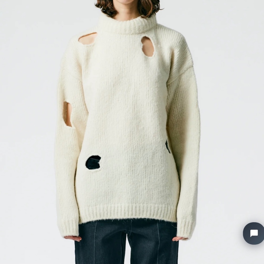 Tibi Trou Trou Alpaca Sweater  Ecru Small NWT